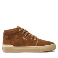 Sneakersy męskie - Sneakersy Pepe Jeans Ben Top PMS31051 Brązowy - miniaturka - grafika 1