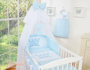 Pościel 5-cz z moskitierą- Little Prince/Princess niebieska - Pościel dla dzieci - miniaturka - grafika 1