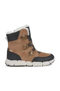 Buty dla dziewczynek - Geox śniegowce dziecięce kolor brązowy - grafika 1