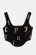 Koszulki i topy damskie - Juicy Couture Top Cait Welur Czarny Slim Fit na ramiączkach Corset dżety - miniaturka - grafika 1