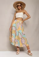 Spódnice - Brązowa Satynowa Spódnica o Plisowanym Fasonie Midi Vaitera - miniaturka - grafika 1