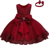 Sukienki - Sukienka Dziewczęca z Opaską – Idealna na Wesele i Przyjęcia - 120 - miniaturka - grafika 1