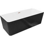 Wanny - Mexen Nila wanna wolnostojąca ryflowana 170 x 75 cm, biała/czarna, przelew różowe złoto - 52841708075-60 - miniaturka - grafika 1