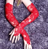 Rękawiczki - Długie ozdobne rękawiczki - Czerwony - miniaturka - grafika 1