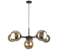 Lampy sufitowe - Żyrandol na lince KALIOPE II 6xE27/60W/230V czarny/dymny beżowy - miniaturka - grafika 1