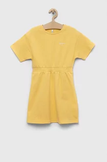 Sukienki i spódniczki dla dziewczynek - Pepe Jeans sukienka bawełniana dziecięca PJL GJ Non-denim kolor żółty mini rozkloszowana - grafika 1