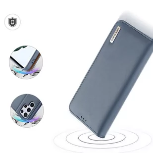 Dux Ducis Hivo skórzane etui z klapką pokrowiec ze skóry naturalnej portfel na karty i dokumenty Samsung Galaxy S22 Ultra niebieski - Etui i futerały do telefonów - miniaturka - grafika 4
