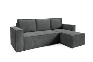 GUTTO Narożnik CORDA szare wykonany z tkaniny sztruksowej z funkcją spania - nowoczesny design w modnych kolorach - Narożniki - miniaturka - grafika 1