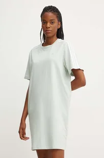 adidas sukienka bawełniana Essentials kolor zielony mini oversize IY4243 - Sukienki - miniaturka - grafika 1
