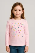 Koszulki dla dziewczynek - Różowa koszulka z długim rękawkiem na Dzień Kropki dla dziewczynki wzór kolorowekropki4 - miniaturka - grafika 1