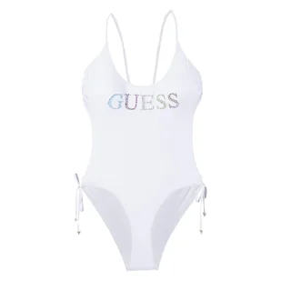 Damski Strój kąpielowy jednoczęściowy GUESS ONE PIECE LOGO STRASS E4GJ10MC040-G011 – Biały - Stroje kąpielowe - miniaturka - grafika 1