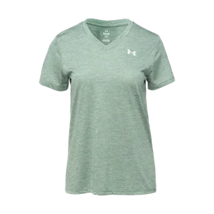 Damska Koszulka z krótkim rękawem UNDER ARMOUR TECH SSV- TWIST 1384227-348 – Oliwkowy - Koszulki i topy damskie - miniaturka - grafika 1