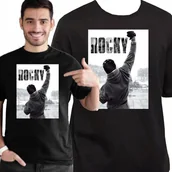 Koszulki męskie - KOSZULKA MĘSKA ROCKY BALBOA STALLONE WŁOSKI OGIER DLA FANA L 2057 CZARNA - miniaturka - grafika 1