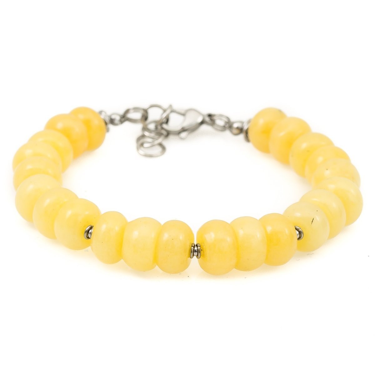 Bransoletka żółty jadeit stal chirurgiczna, kamień / JG. Projekt