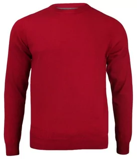Swetry męskie - Sweter Czerwony Klasyczny Męski Bawełniany, Okrągły Dekolt (U-neck) - Adriano Guinari - grafika 1