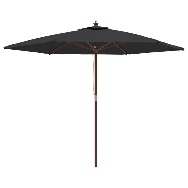 Parasol ogrodowy czarny 299 x 240 cm, z drewna i poliestru
