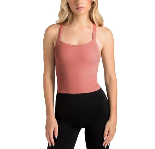 Aruki Damski Biustonosz Sportowy Z Dzianiny Bezczwowej - Biustonosz Sportowy Do Treningów, Siłowni, Jogi, Pilatesu – Mahogany – Small