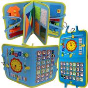 Tablice dla dzieci - Tablica Manipulacyjna Sensoryczna Montessori z zegarem - miniaturka - grafika 1