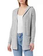 Swetry damskie - Vero Moda Vmdoffy Ls Open Hood Cardigan Ga Noos Kardigan Kobiety, Light Grey Mel, L - miniaturka - grafika 1