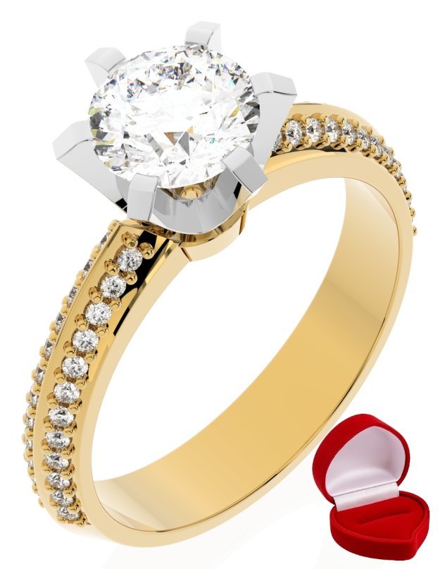 ZŁOTY PIERŚCIONEK ZARĘCZYNOWY 585 14k DIAMENT BRYLANT 1 ct + PUDEŁKO R10