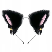 Dodatki do strojów karnawałowych - Opaska do włosów kocie uszka cosplay - miniaturka - grafika 1