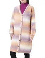 Swetry damskie - SIDONA Damski kardigan z dzianiny 10424757-SI01, beżowy liliowy wielokolorowy, XS/S, Beżowy, fioletowy, wielokolorowy, XS-S - miniaturka - grafika 1