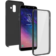 Etui i futerały do telefonów - Etui 360° do Samsunga Galaxy A6 Elastyczny przód i sztywny tył – czarne - miniaturka - grafika 1