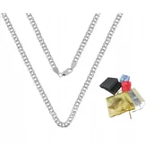 Naszyjniki męskie - Stylowy Łańcuszek Rombo Rombus 925 Srebrny Naszyjnik 60cm x 3mm na prezent - miniaturka - grafika 1