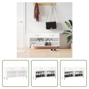 The Living Store Ławka na buty biała 102x35x55 cm Materiał drewnopochodny - Szafki na buty The Living Store Ławka na buty biała 102x35x55 cm Materiał drewnopochodny - Szafki na buty - miniaturka - grafika 1