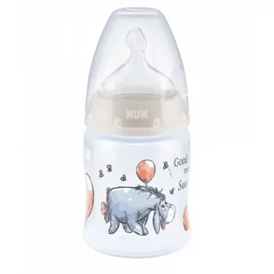 NUK Butelka FC+ z PP 150ml seria DISNEY KUBUŚ PUCHATEK ze wskaźnikiem temperatury (0-6mc-a, smoczek SILIKON do mleka) szara - OSIOŁEK 743932D - Butelki dla niemowląt - miniaturka - grafika 1