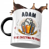 Kubki - Kubek Czarny Dla Adama Kolegi Męża Prezent z Nadrukiem ze Zdjęciem + Opakowanie na prezent (wzór 02) - miniaturka - grafika 1