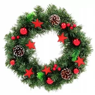 Ozdoby bożonarodzeniowe - Wieniec Bożonarodzeniowy Czerwony Wianek Świąteczny Na Drzwi 40 Cm Udekorowany - miniaturka - grafika 1