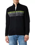 Swetry męskie - BOSS Męski kardigan z dzianiny Zightek, czarny 1, XS, czarny (Black1), XS - miniaturka - grafika 1