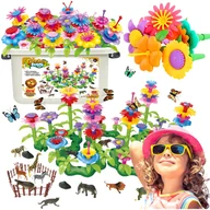 Klocki - Klocki Konstrukcyjne MEGA ZESTAW Ogród Kwiat 158 el. Zwierzęta Motyle Akcesoria - miniaturka - grafika 1