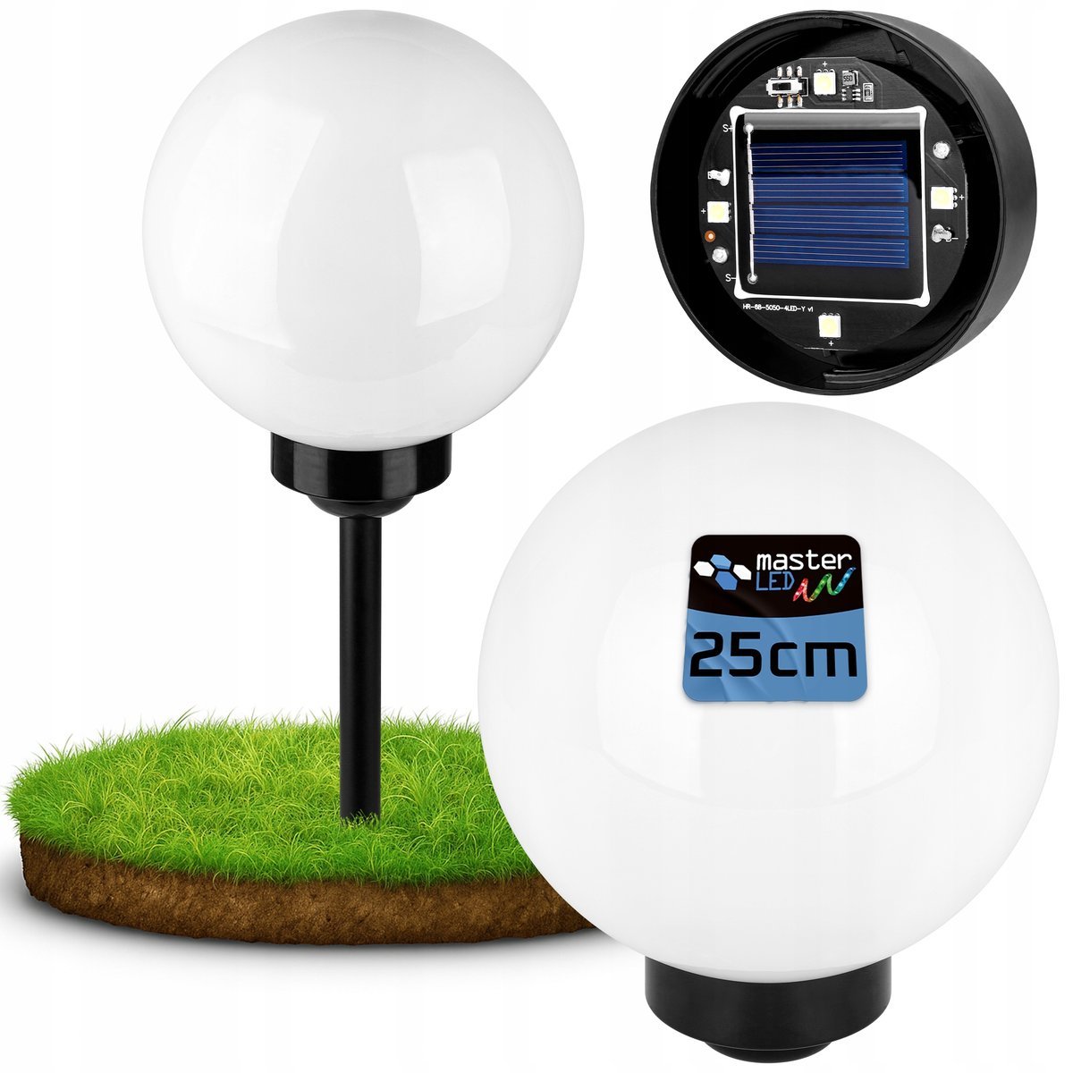 Lampa LED solarna wbijana kula ogrodowa 25cm
