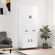 Witryny - vidaXL Witrynka biała połysk 69,5x34x180 cm materiał drewnopochodny - miniaturka - grafika 1