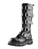 Botki męskie - glany NEVERMIND - CZARNE (20 dziurek + 5 klamer + suwaki) polerowane-46 - miniaturka - grafika 1