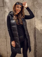 Kamizelki damskie - Czarna długa pikowana kamizelka damska Denley R8212A - miniaturka - grafika 1