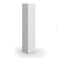 Szafki biurowe - Szafka ubraniowa ze schowkami, 5 schowków, 1850 x 300 x 500 mm, zamek cylindryczny, drzwi laminowane, biała - miniaturka - grafika 1