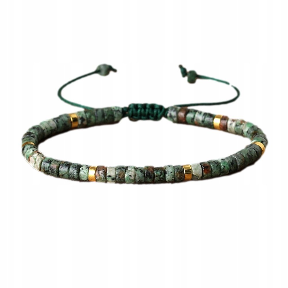 Bransoletka Koraliki Kamień Naturalny Turkus Afrykański 2 x 4 mm Regulowany