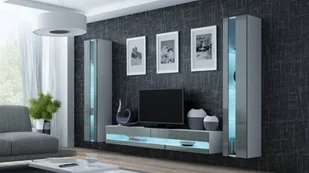 Cama Meble Zestaw VIGO NEW 3 biały/szary połysk - Meblościanki - miniaturka - grafika 1