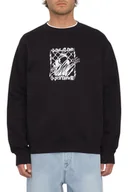 Bluzy męskie - Bluza męska Volcom Watanite Sweatshirt bez kaprura czarna-M - miniaturka - grafika 1
