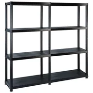Szafy i regały magazynowe - vidaXL Regał 4-poziomowy, czarny, 122x30,5x130 cm, plastikowy 3059851 - miniaturka - grafika 1