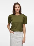 Koszulki i topy damskie - Vila Koszulka w kolorze khaki - miniaturka - grafika 1