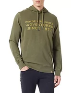 Bluzy męskie - camel active Męska bluza z kapturem 409441/8W02, oliwkowa brązowa, M - miniaturka - grafika 1