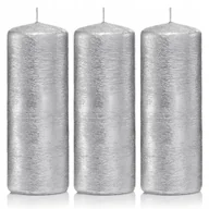 Świece - Świece ozdobne srebrne walec kokon 15/6 zestaw 3 - miniaturka - grafika 1