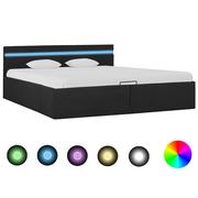 Łóżka - vidaXL Rama łóżka, podnośnik i LED, ciemnoszara, tkanina, 160 x 200 cm - miniaturka - grafika 1