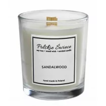 Świece - Polskie Świece Świeca sojowa Sandalwood z drewnianym knotem 190 g - grafika 1