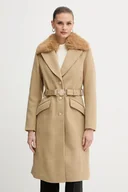 Płaszcze damskie - Guess płaszcz z domieszką wełny NEW PATRICE kolor beżowy W5BL25 W2672 - miniaturka - grafika 1