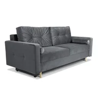 Sofy i kanapy - Sofa STELLA w kolorze srebrnym z funkcją spania i pojemnikiem na pościel - miniaturka - grafika 1
